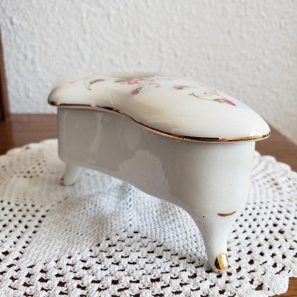#Vtg Italy Firenze Handpainted Perugina Porcelain Grandpiano Jewelry Trinket Box - Picture 10 of 12